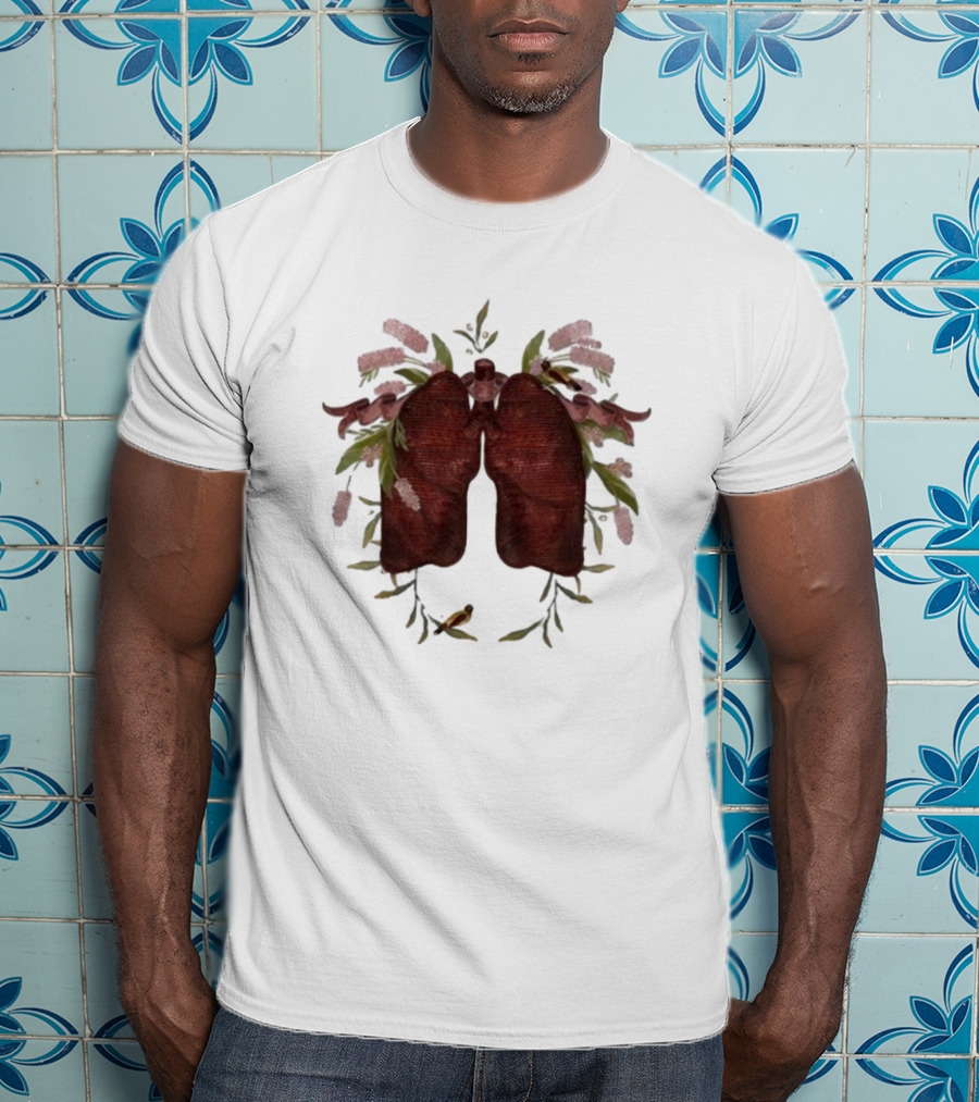 Natural Maroon Lungs Botanical Embellishment T-Shirt