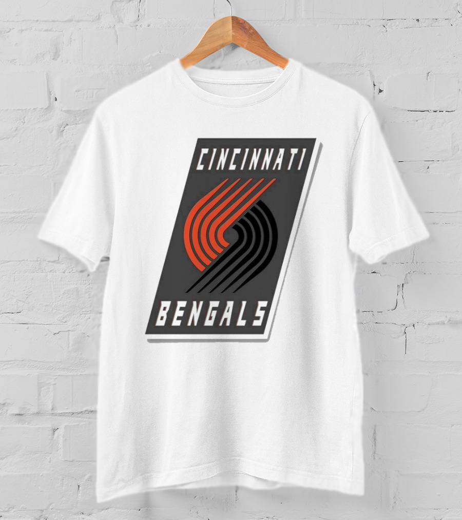 Cincinnati Bengals X Portland Trail Blazers Mashup Logo NFL NBA T-Shirt