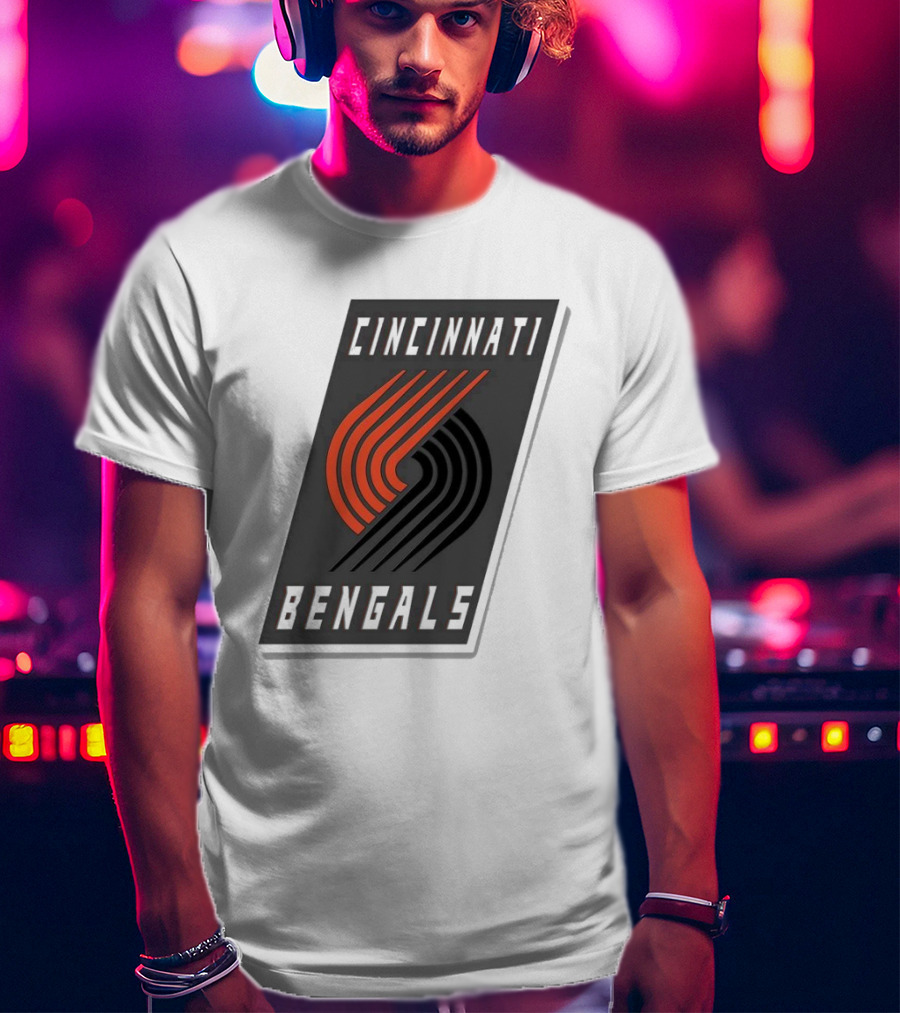 Cincinnati Bengals X Portland Trail Blazers Mashup Logo NFL NBA T-Shirt