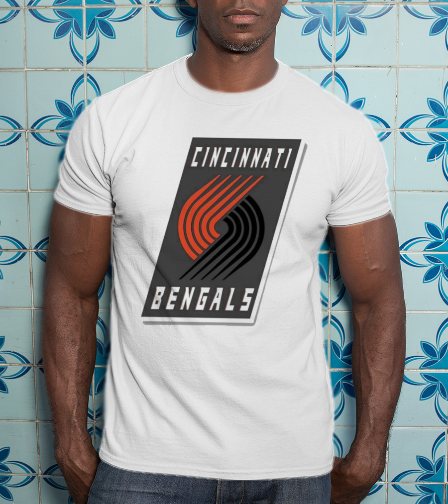 Cincinnati Bengals X Portland Trail Blazers Mashup Logo NFL NBA T-Shirt