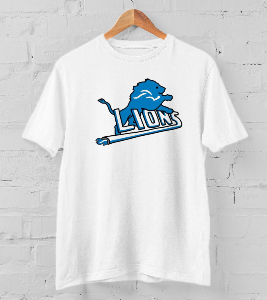 NFL Detroit Lions Blue Logo Mashup With NBA Detroit Pistons Inspired T-Shirt
