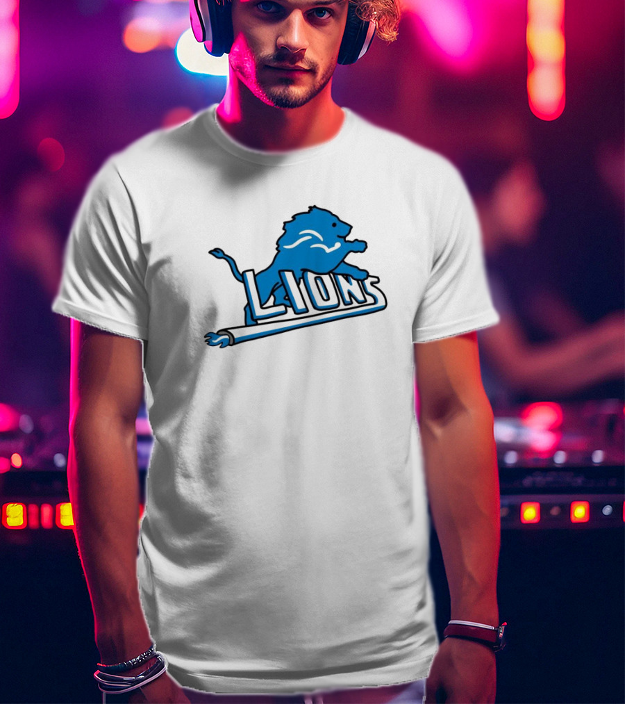NFL Detroit Lions Blue Logo Mashup With NBA Detroit Pistons Inspired T-Shirt