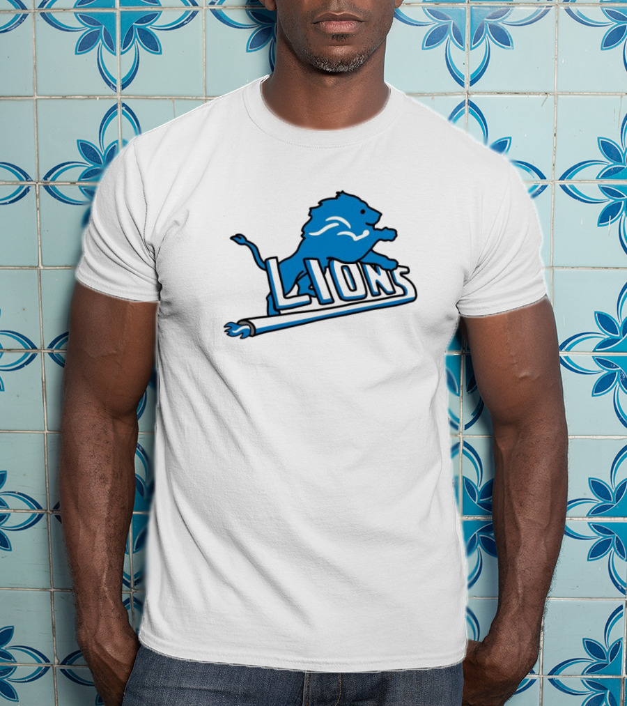 NFL Detroit Lions Blue Logo Mashup With NBA Detroit Pistons Inspired T-Shirt