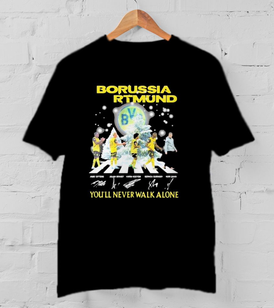 Borussia Dortmund BV Celebrate Christmas Signatures You'll Never Walk Alone T-Shirt