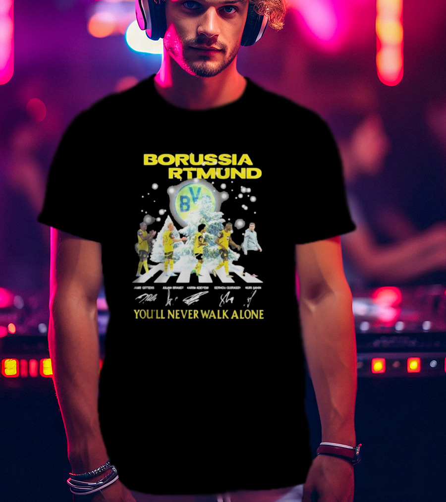 Borussia Dortmund BV Celebrate Christmas Signatures You'll Never Walk Alone T-Shirt