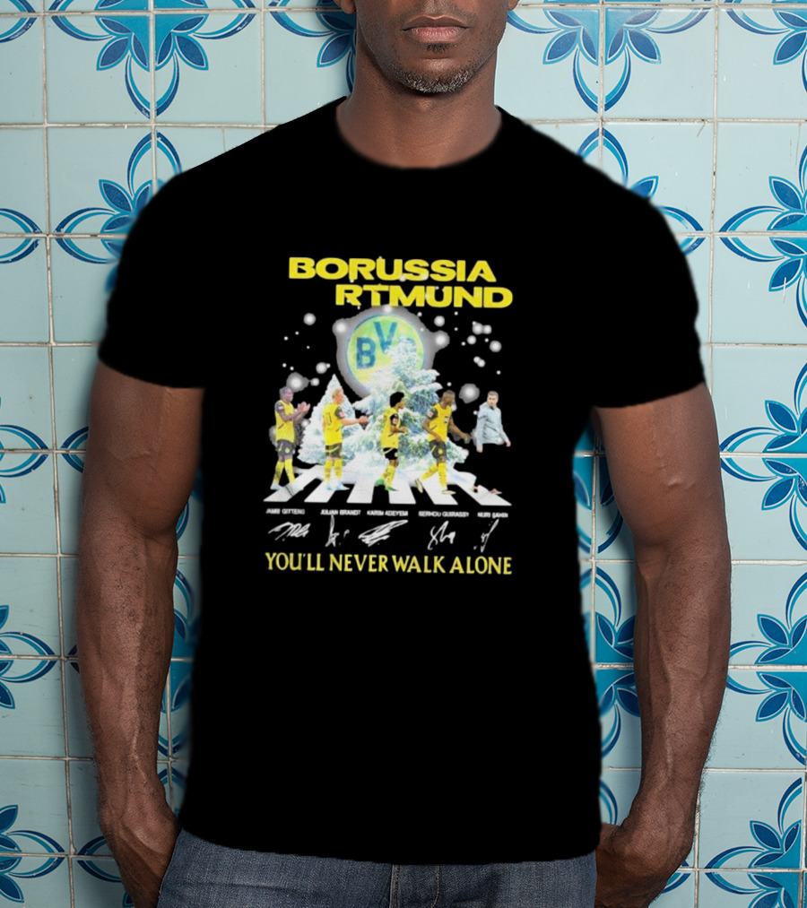 Borussia Dortmund BV Celebrate Christmas Signatures You'll Never Walk Alone T-Shirt