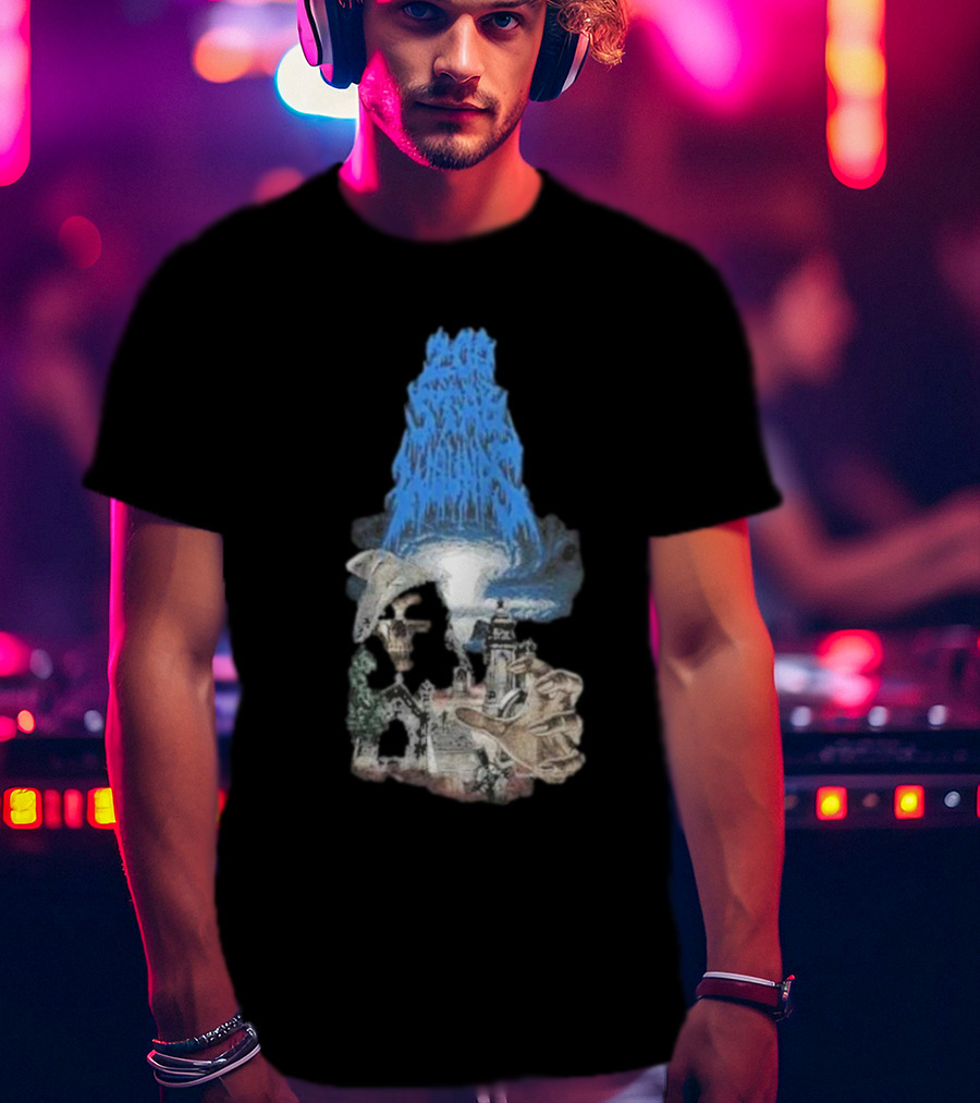 Down Right Merch 200 Stab Wounds Grim Reaper Skull Lighthouse Scene T-Shirt