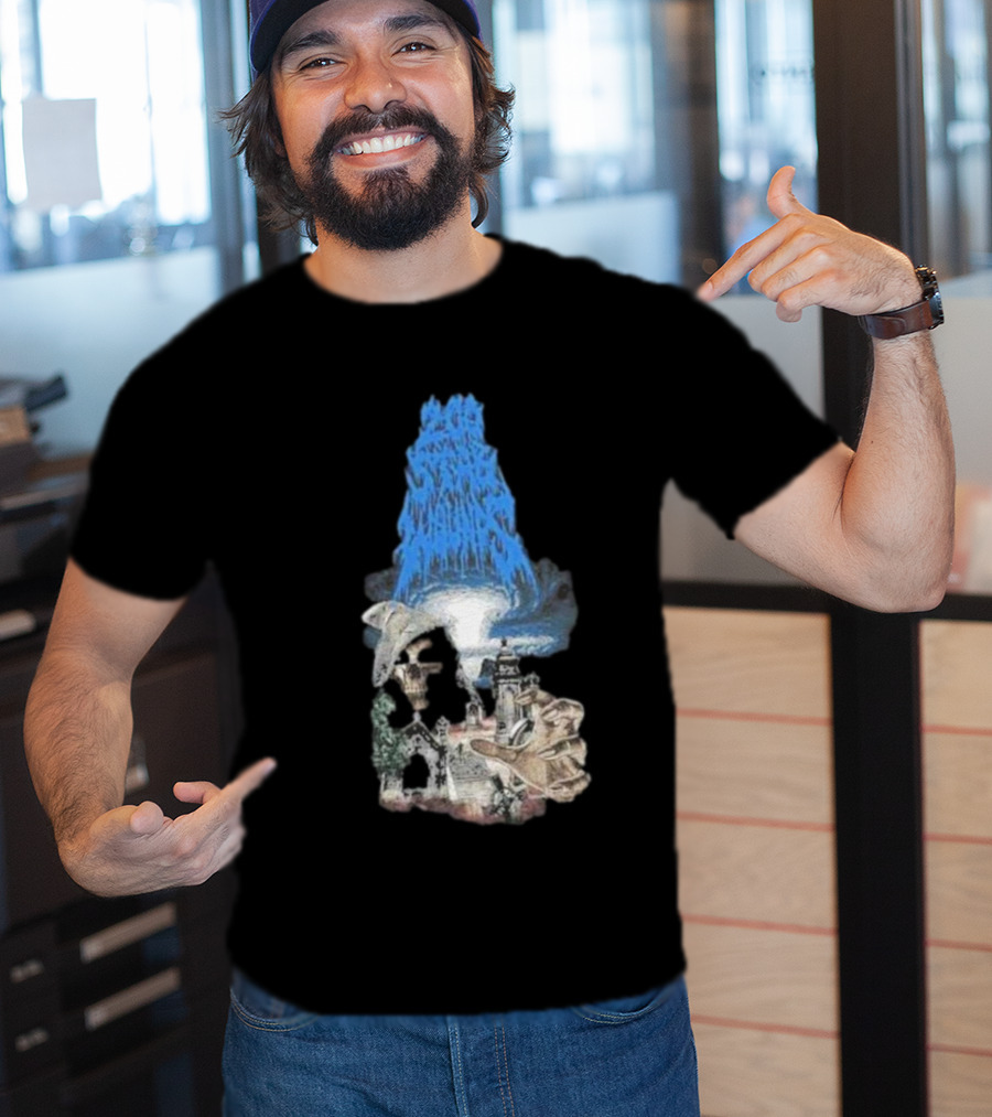 Down Right Merch 200 Stab Wounds Grim Reaper Skull Lighthouse Scene T-Shirt