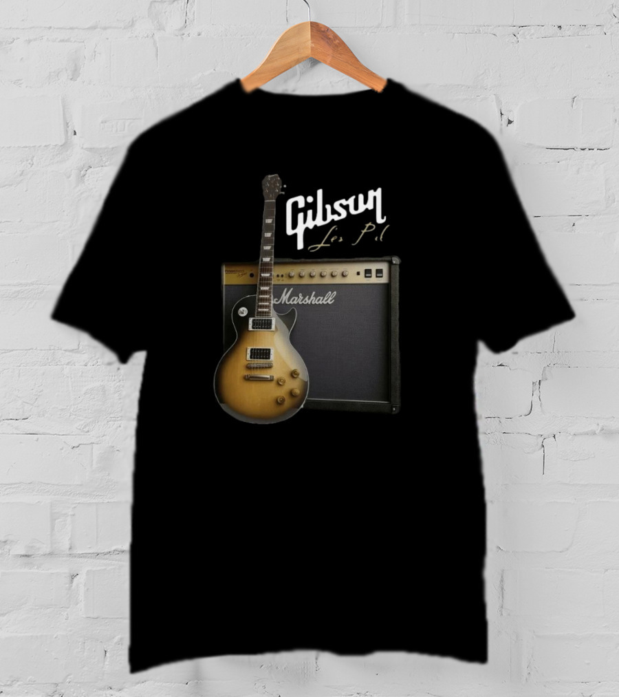 Gibson Les Paul Guitar With Marshall Amplifier T-Shirt