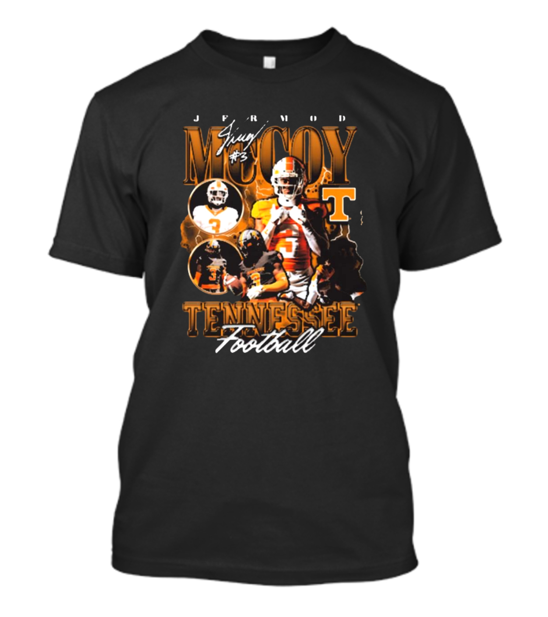 Jermod Mccoy #3 Tennessee Volunteers Football 90s Signature T-Shirt
