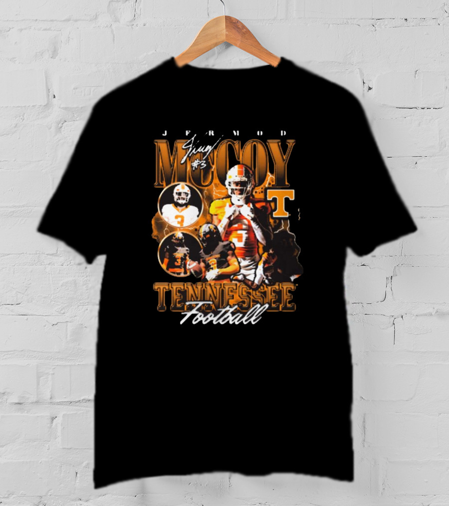 Jermod Mccoy #3 Tennessee Volunteers Football 90s Signature T-Shirt