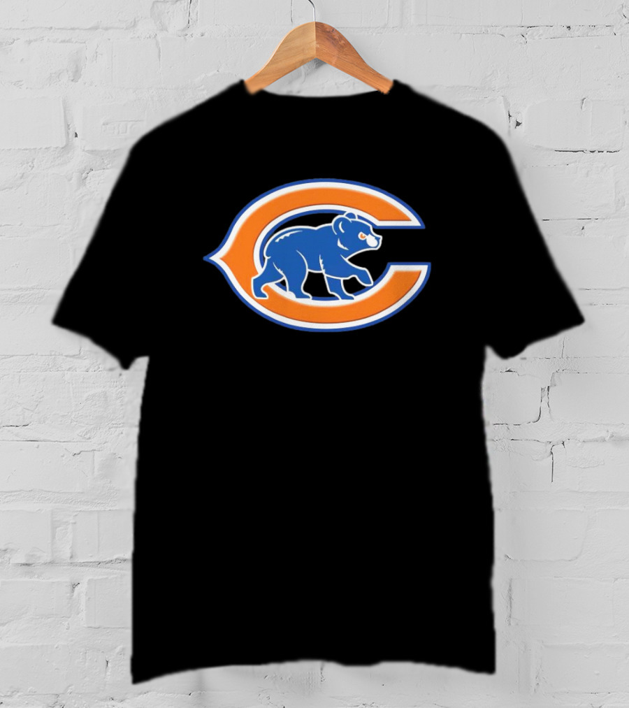 NFL X MLB Chicago Bears X Chicago Cubs Logo Mashup T-Shirt