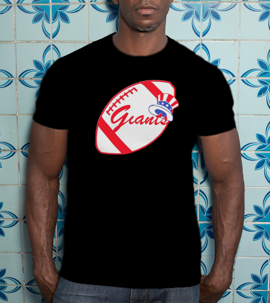Giants Football Mashup With Yankees Hat NFL X MLB Collaboration T-Shirt