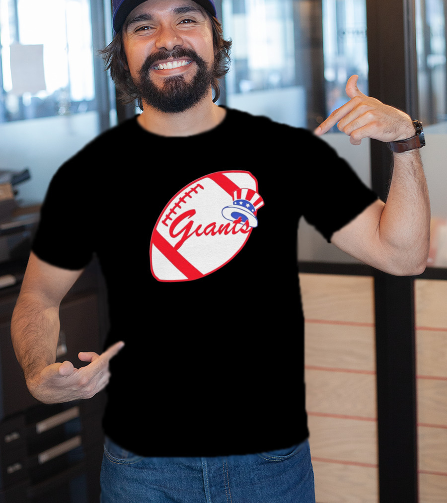 Giants Football Mashup With Yankees Hat NFL X MLB Collaboration T-Shirt