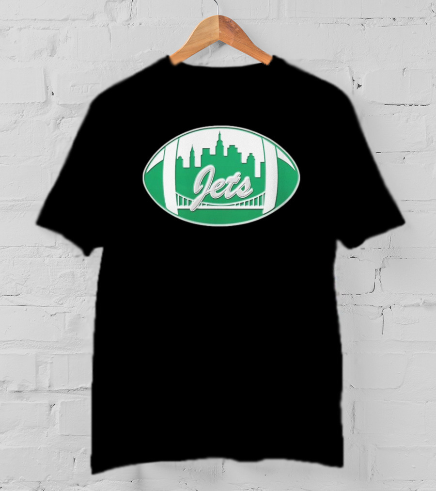 New York Jets Mets Skyline Green Football Bridge Logo NFL MLB Mashup T-Shirt