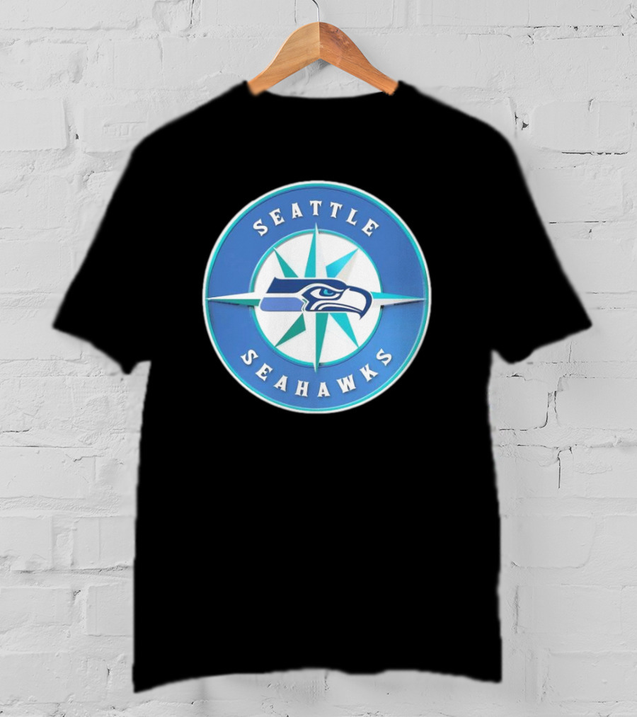 Seattle Seahawks X Mariners Logo Mashup NFL MLB Crossover T-Shirt