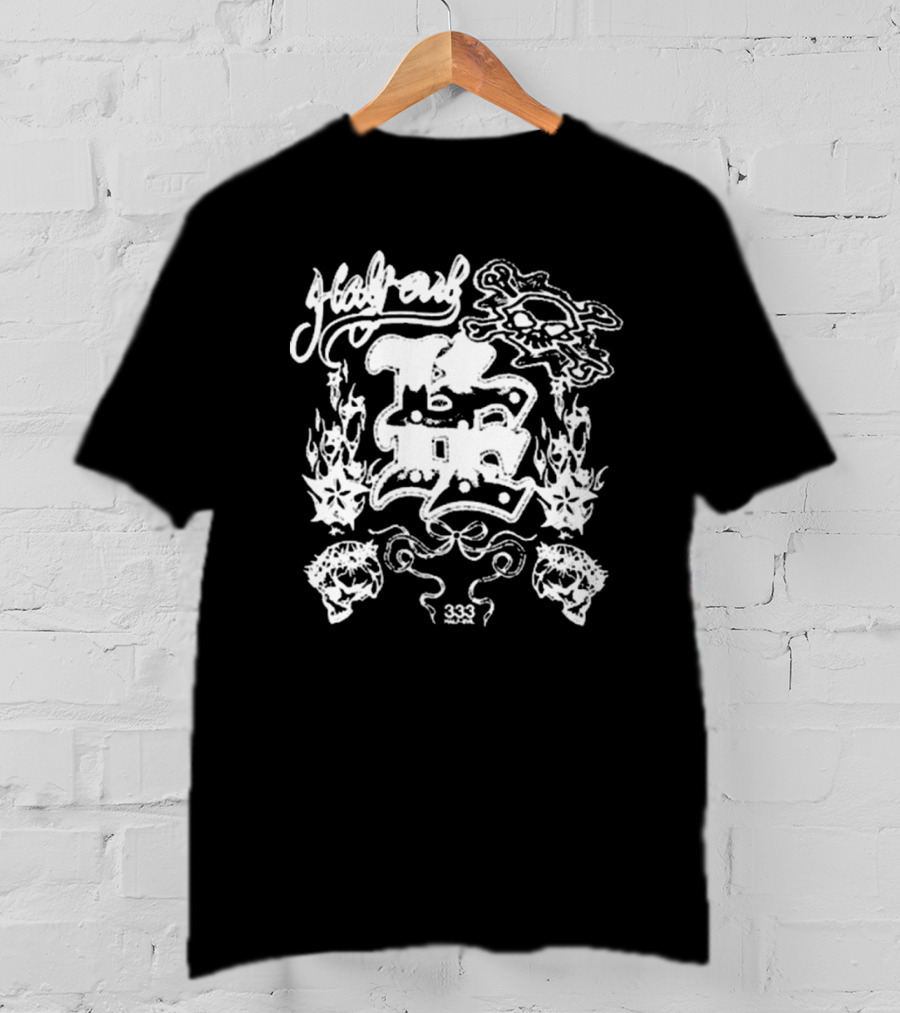 Half Evil 333 Skull Flames Collage T-Shirt