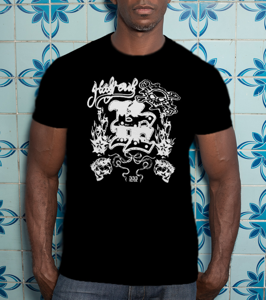Half Evil 333 Skull Flames Collage T-Shirt