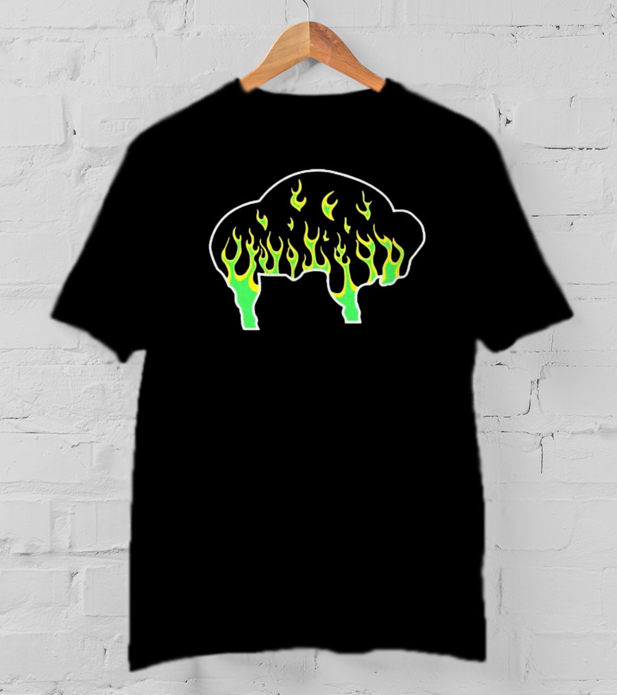 Buffalo Flames Green Yellow Fire T-Shirt