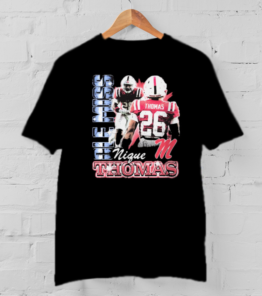Ole Miss Rebels Domonique Nique Thomas 26 Football 90s T-Shirt