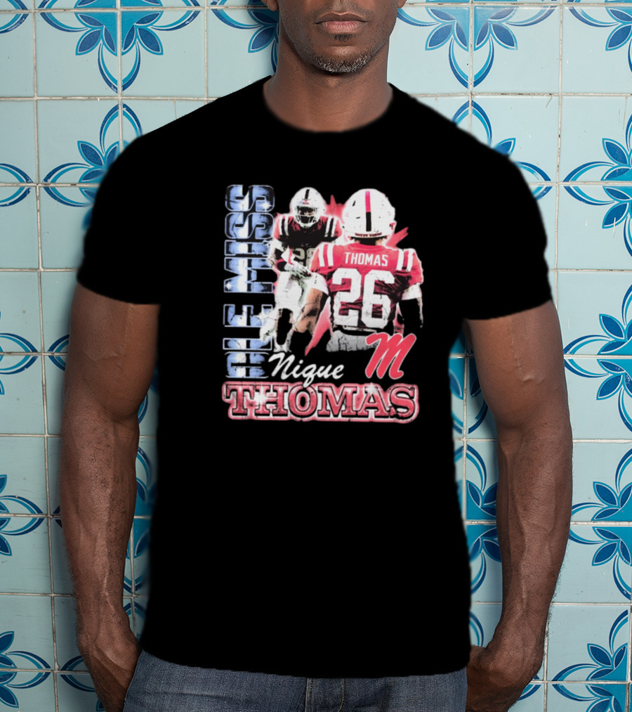 Ole Miss Rebels Domonique Nique Thomas 26 Football 90s T-Shirt