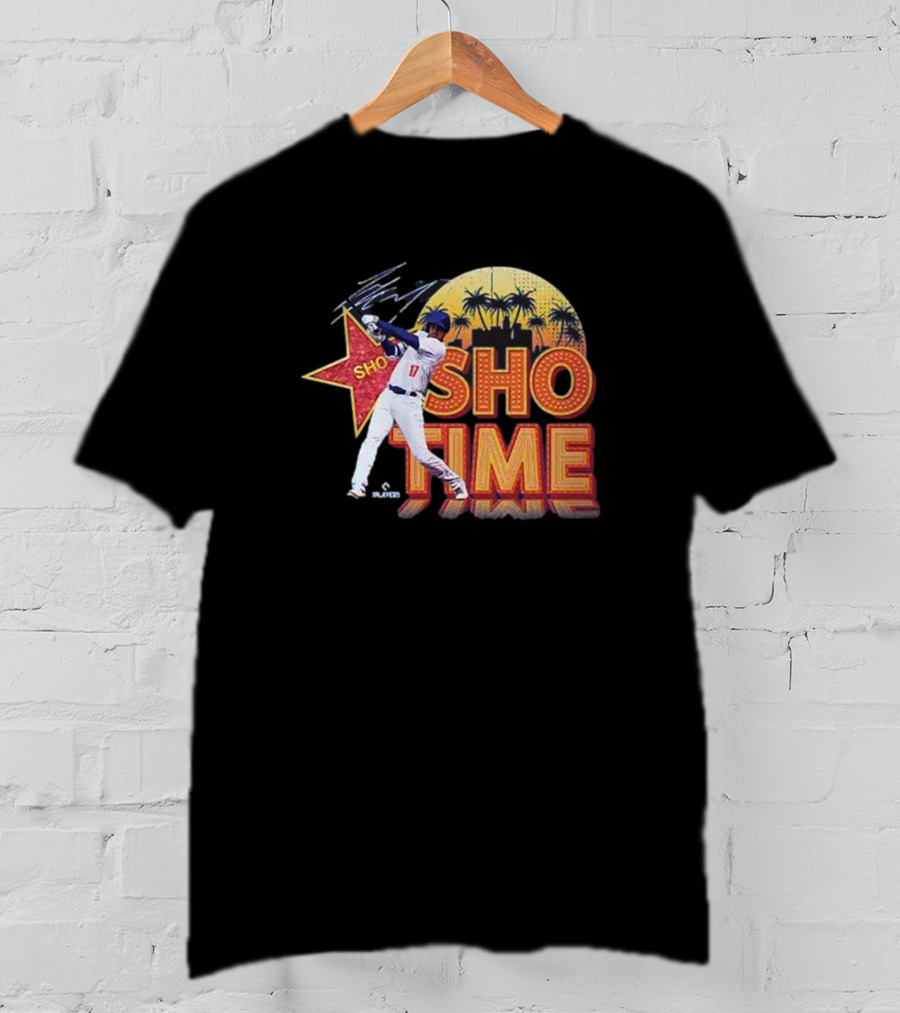 Los Angeles Shohei Ohtani Sho-Time Signature Retro MLB Sunset Palms T-Shirt