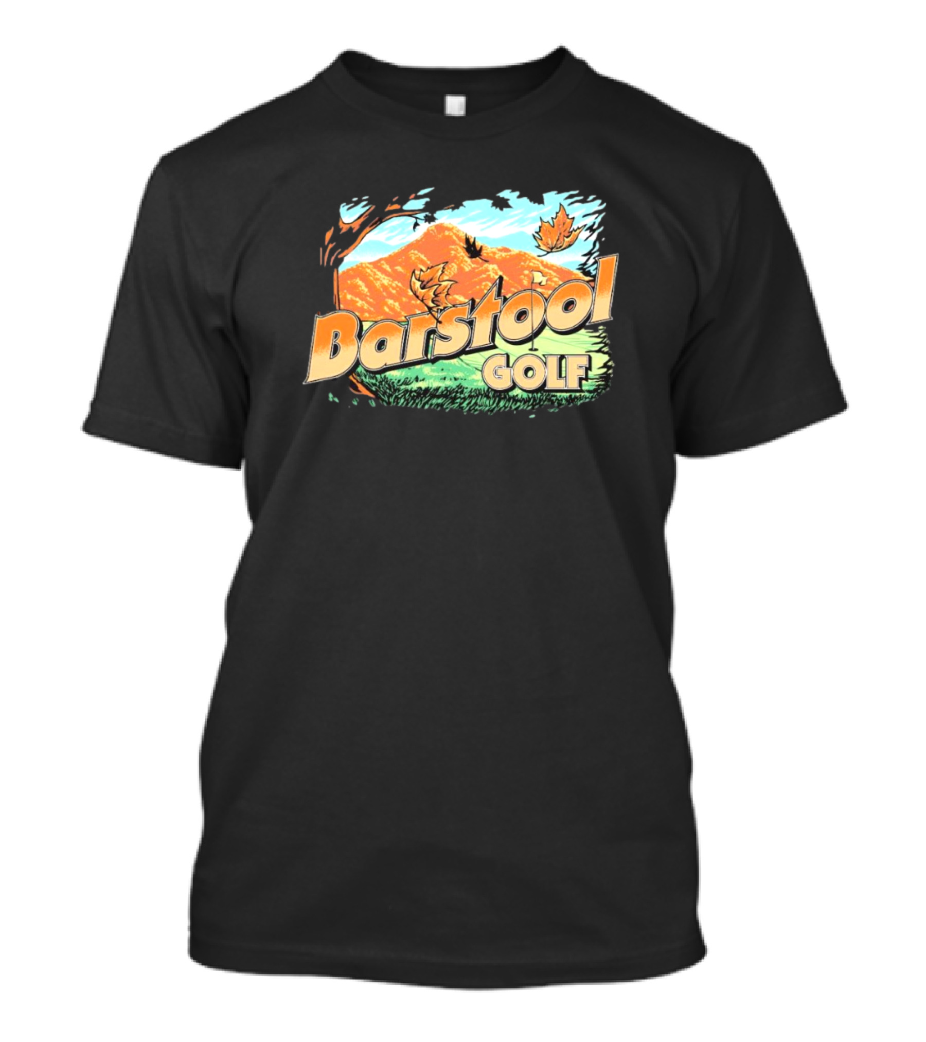Golf Fall Mountain Scene With Leaves T-Shirt