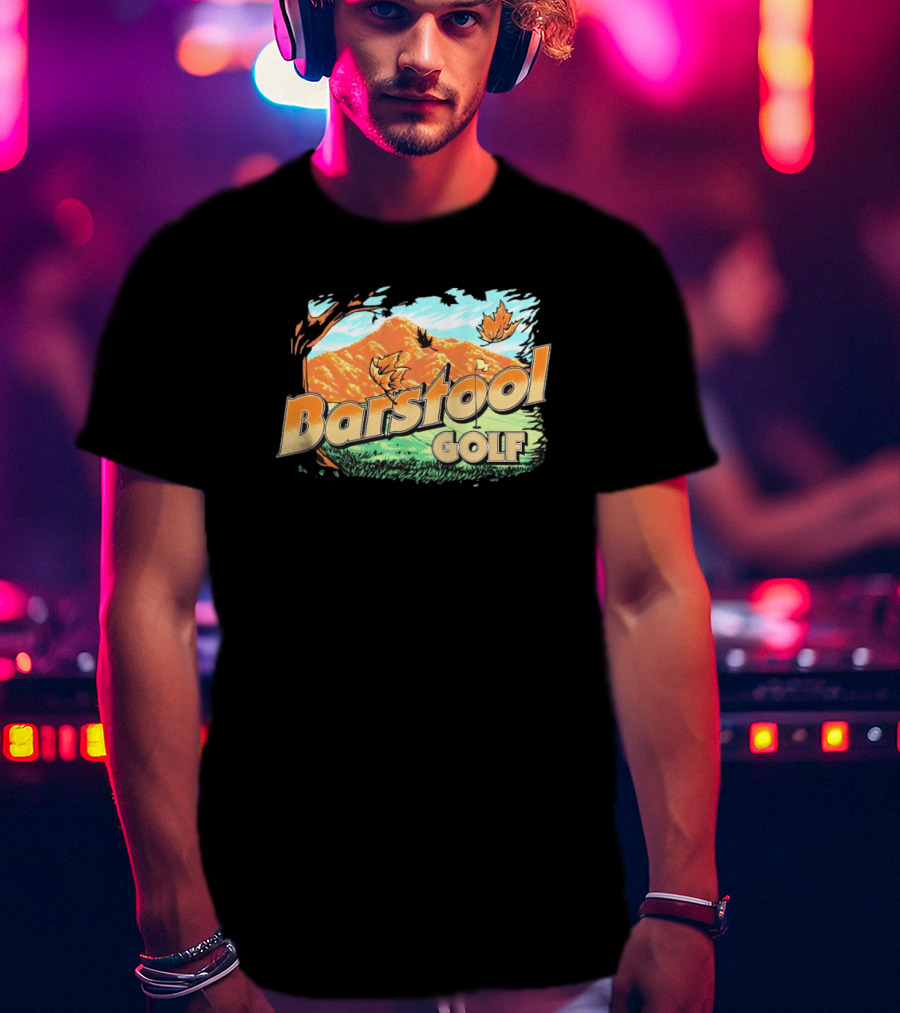 Golf Fall Mountain Scene With Leaves T-Shirt