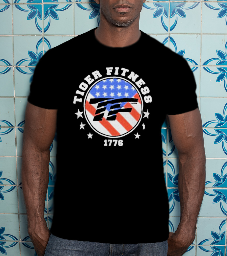 Independence Day 1776 America Flag Tiger Fitness T-Shirt