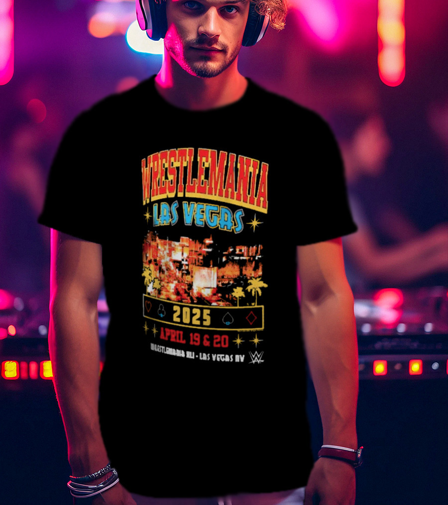Wrestlemania Las Vegas 2025 April 19 And 20 Skyline WWE Event Ripple Junction T-Shirt