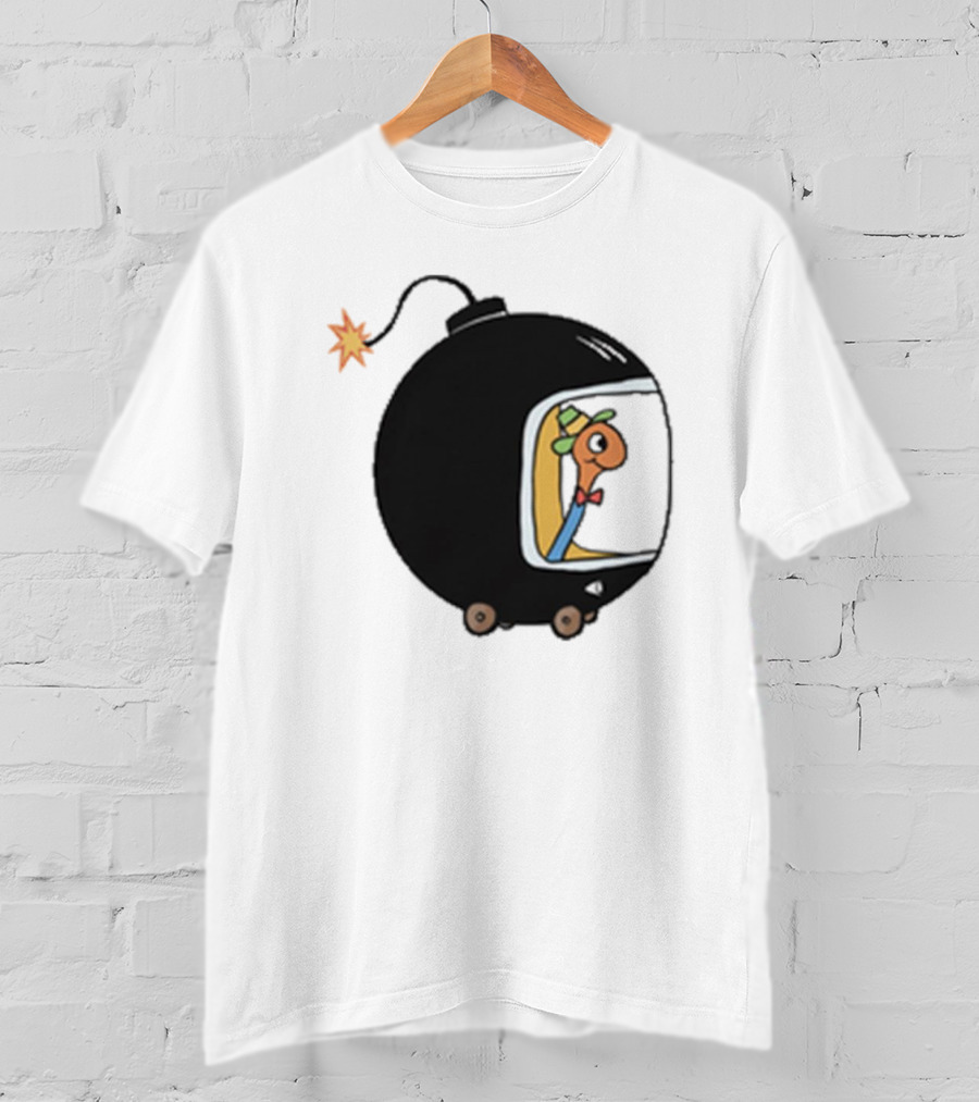 Lowly Car Bomb Cartoon Worm Inside By K. Thor Jensen T-Shirt