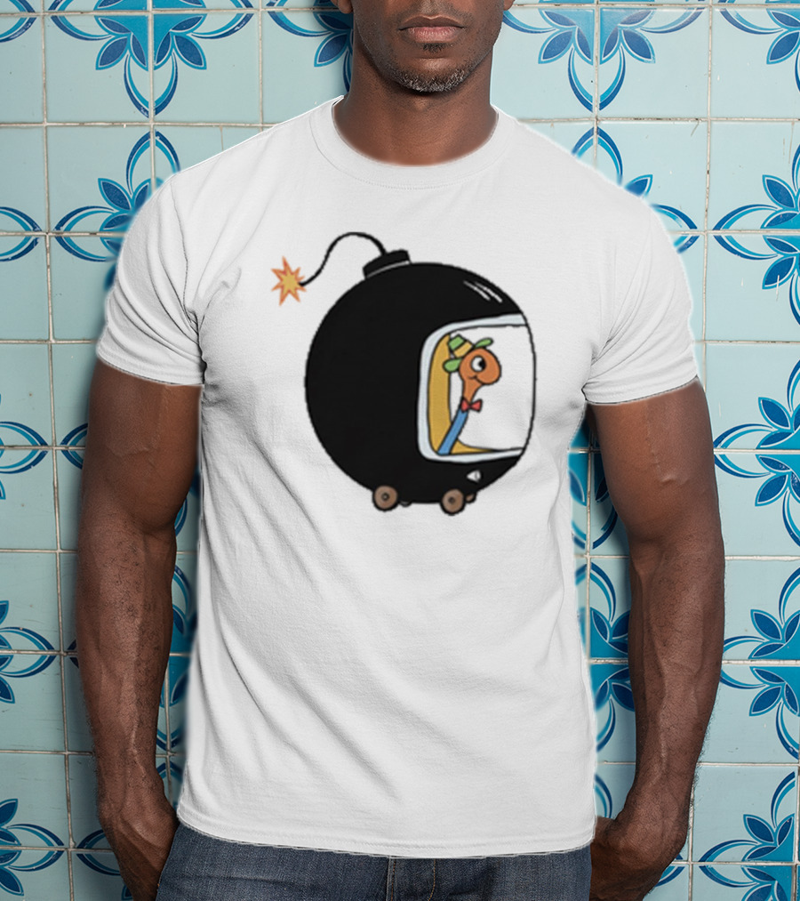 Lowly Car Bomb Cartoon Worm Inside By K. Thor Jensen T-Shirt