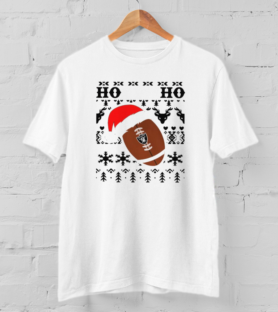 Las Vegas Raiders Football Santa Claus Ho Ho Ho Christmas NFL T-Shirt