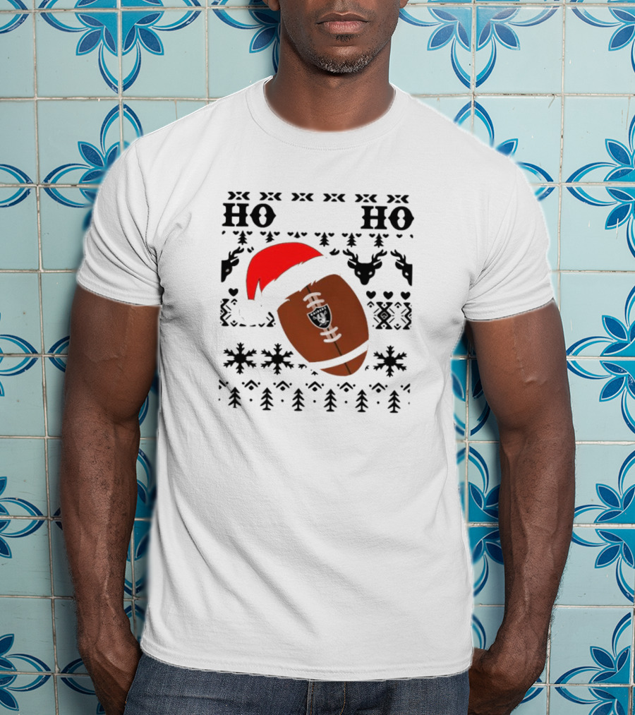 Las Vegas Raiders Football Santa Claus Ho Ho Ho Christmas NFL T-Shirt
