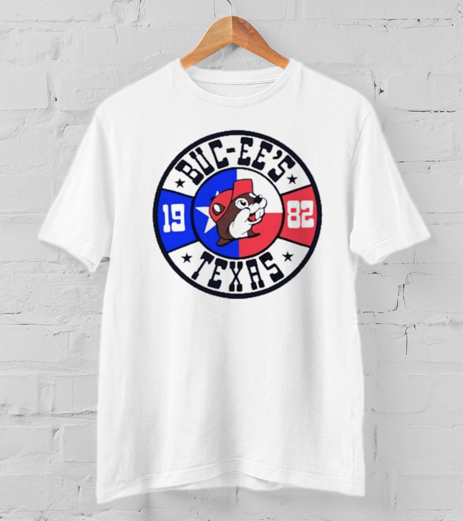 Buc-Ee's Texas 1982 Logo With Beaver Mascot And Lone Star Flag T-Shirt