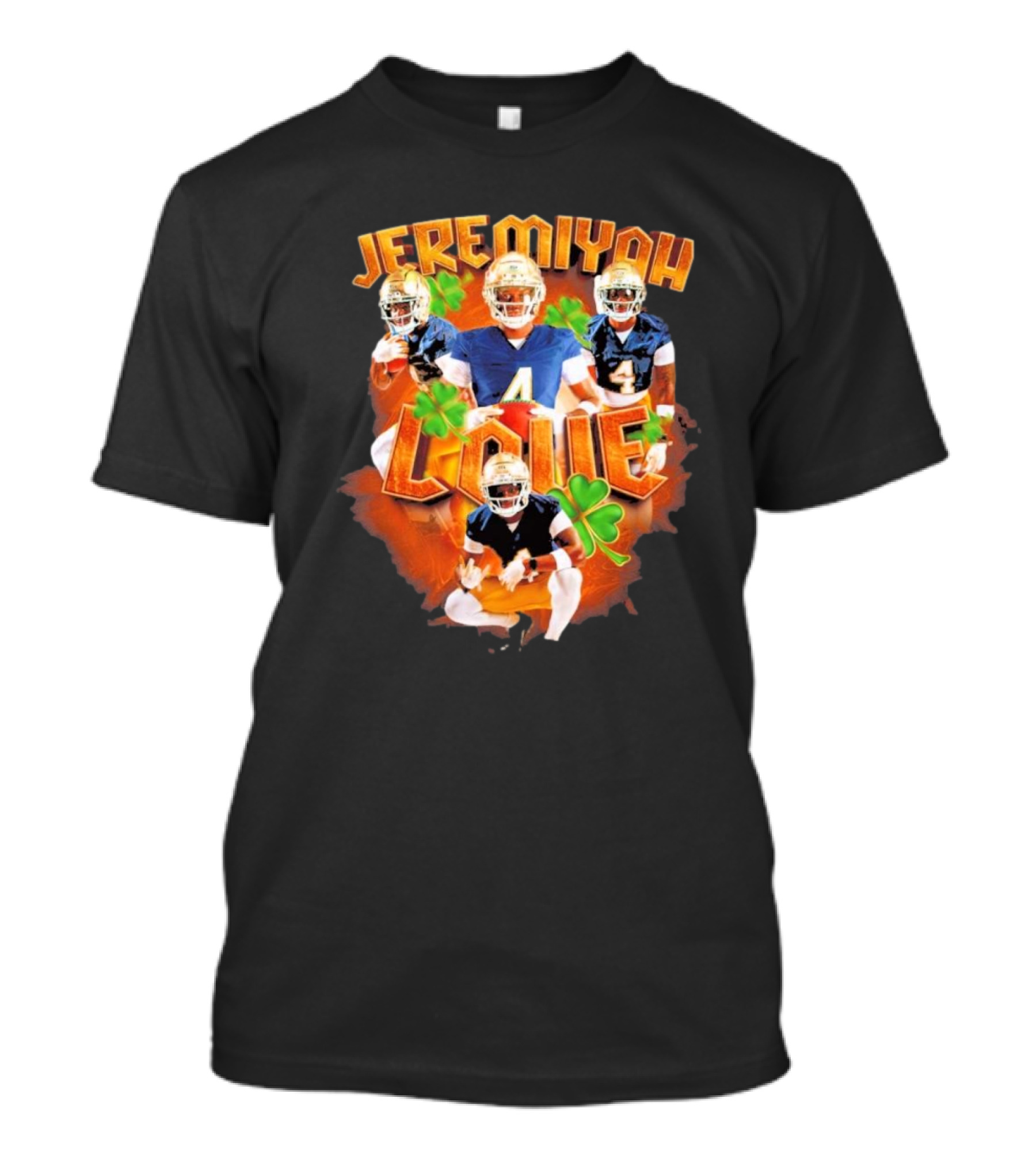 Jeremiyah Love Notre Dame Fighting Irish Football Player Clovers T-Shirt