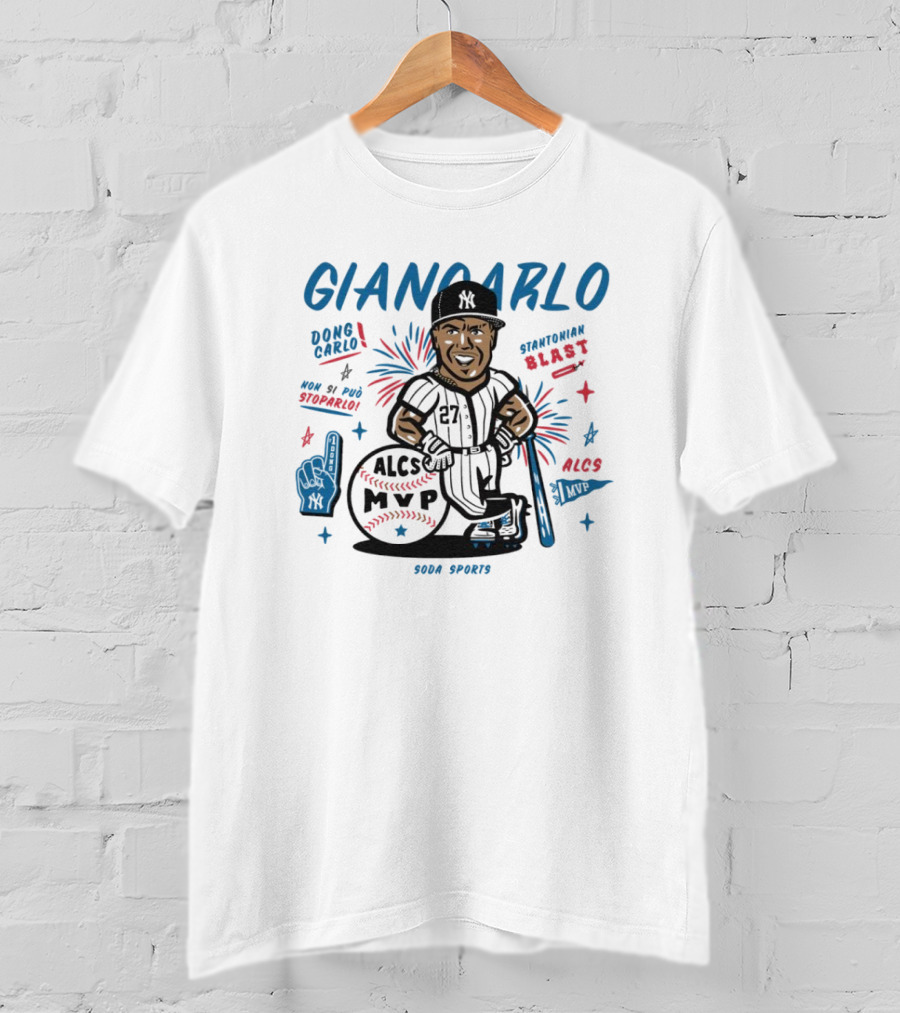 Giancarlo Dong Carlo Stantonian Blast ALCS MVP Caricature New York Yankees Soda Sports T-Shirt