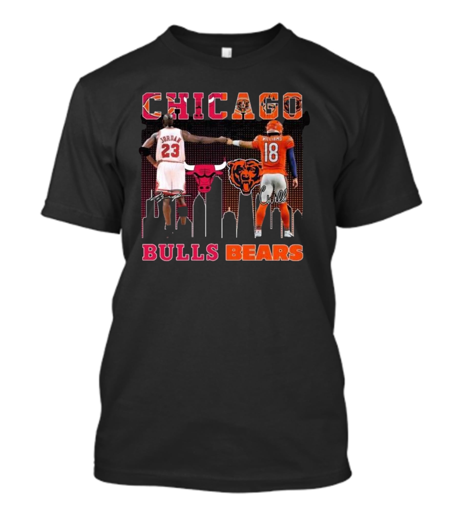 Chicago Bulls Michael Jordan Chicago Bears Caleb Williams City Signatures T-Shirt