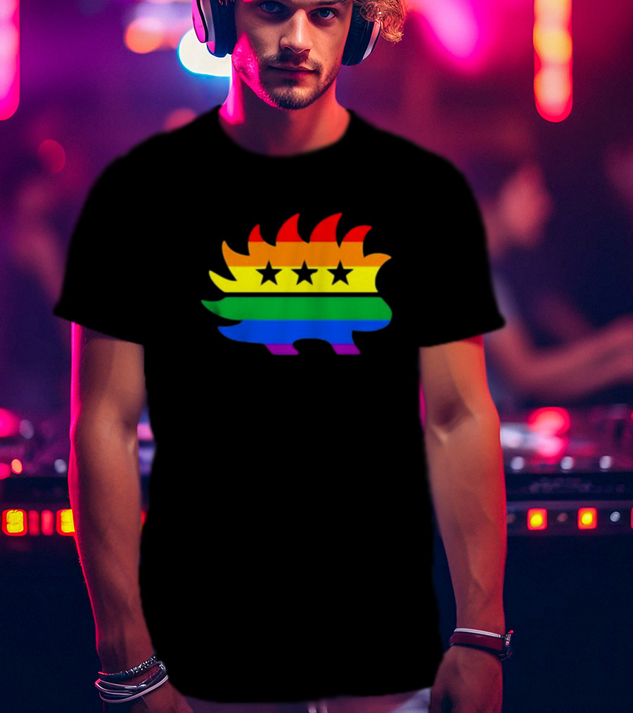 Dr. Simon Goddek Libertarian Porcupine Rainbow Flag Stars T-Shirt