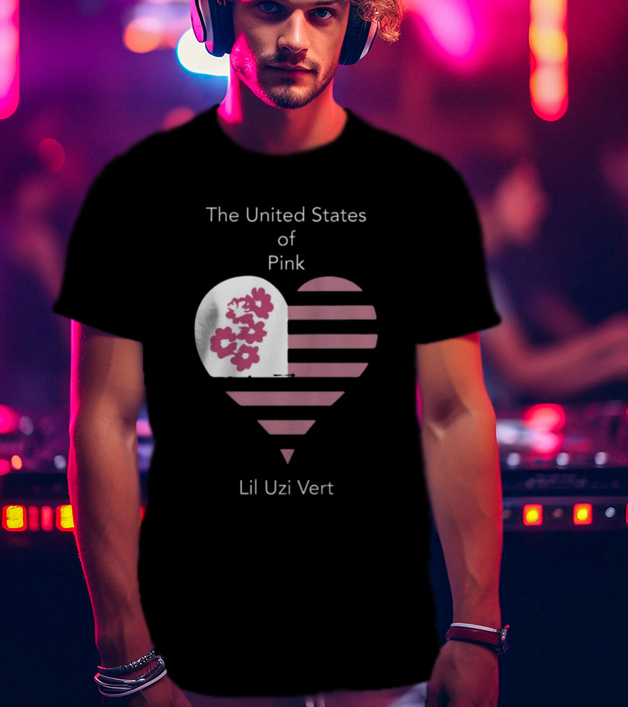 Lil Uzi Vert Heart Pink Stripes Flowers United States Of Pink T-Shirt