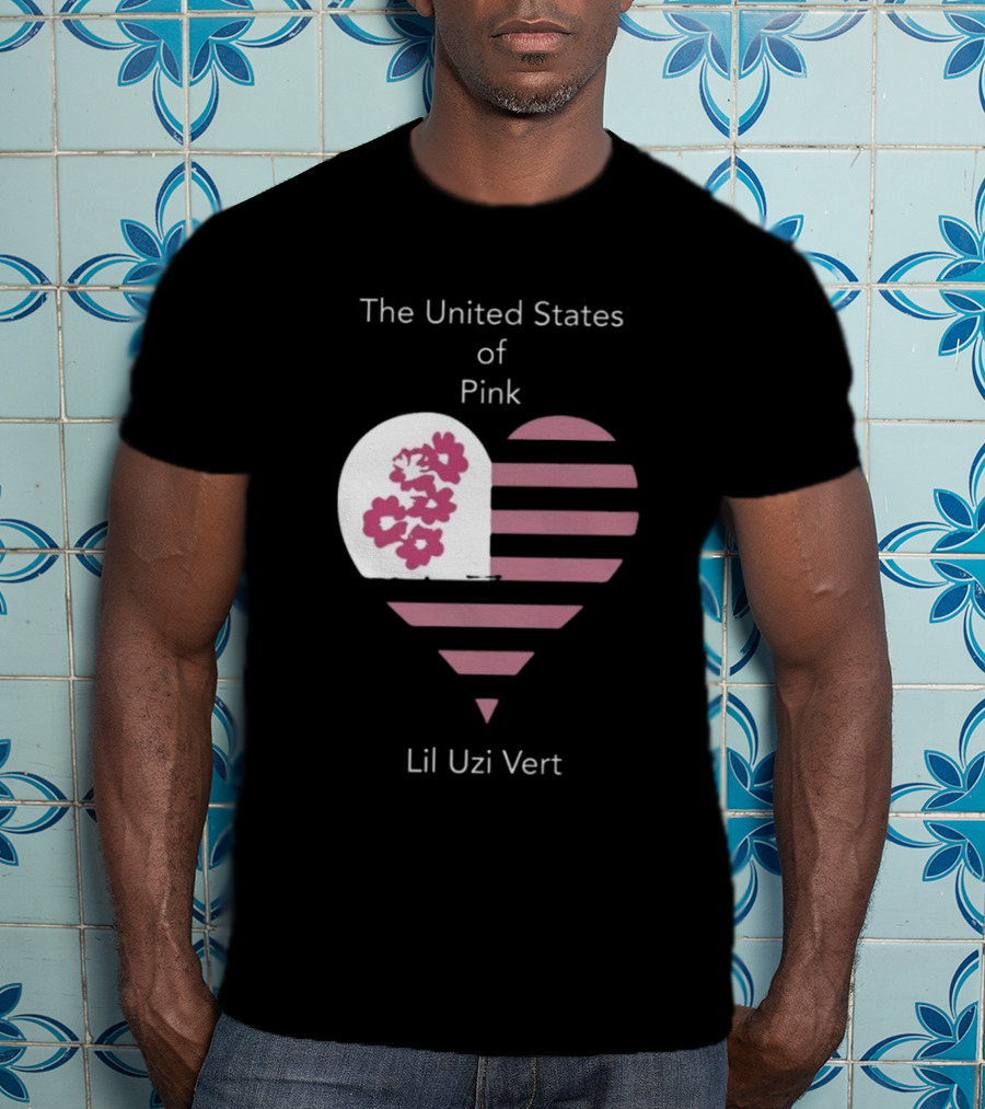 Lil Uzi Vert Heart Pink Stripes Flowers United States Of Pink T-Shirt