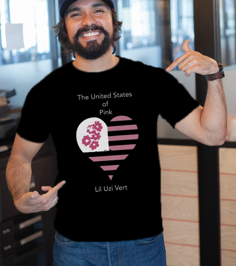 Lil Uzi Vert Heart Pink Stripes Flowers United States Of Pink T-Shirt