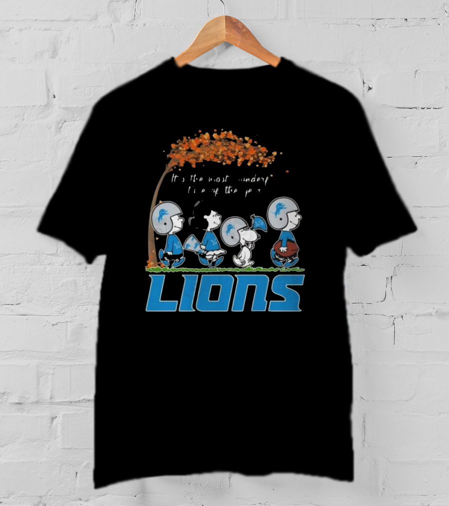 Peanuts Characters It's The Most Wonderful Time Of The Year Detroit Lions T-Shirt