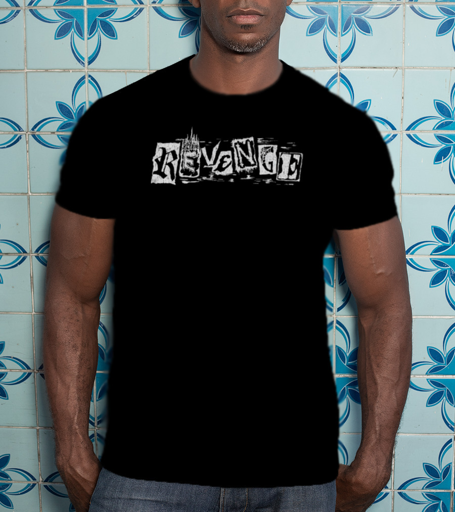 Revenge Collage Letters Patchwork T-Shirt