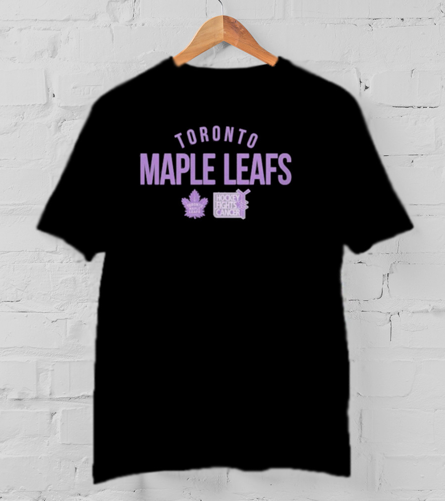 Toronto Maple Leafs Hockey Fights Cancer Purple Logo Campaign T-Shirt