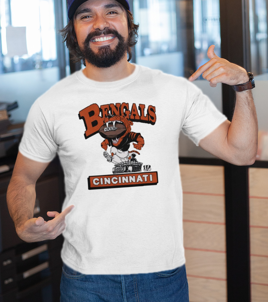 Cincinnati Bengals Mascot Jumping Over Stadium T-Shirt