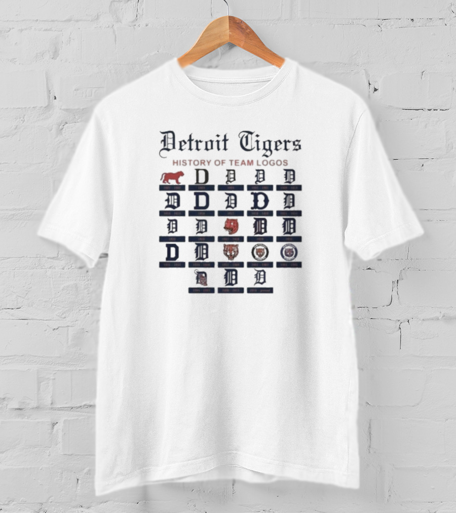 Detroit Tigers Evolution 1901 To Present: Team Logos Through History T-Shirt