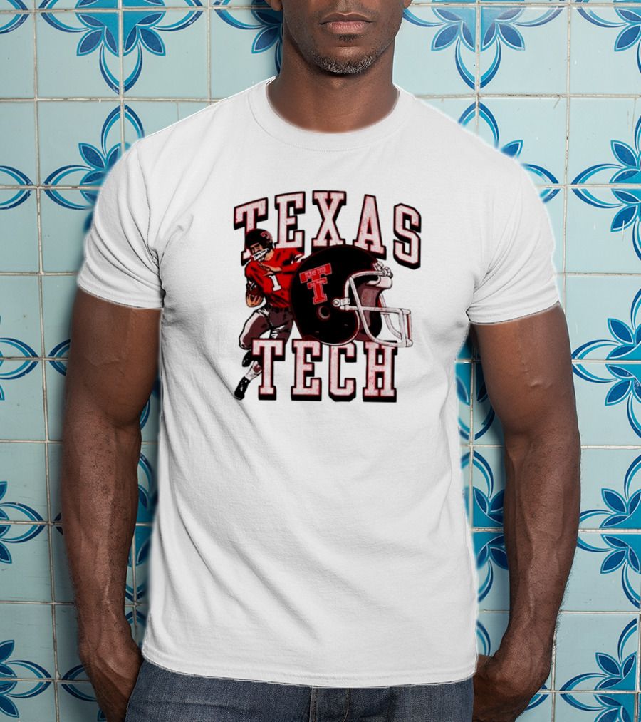 Texas Tech Red Raiders Football Player And Helmet T-Shirt