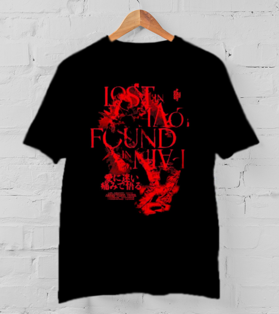 Miyavi Red Text Lost In Love, Found In Pain Pigment Dye T-Shirt