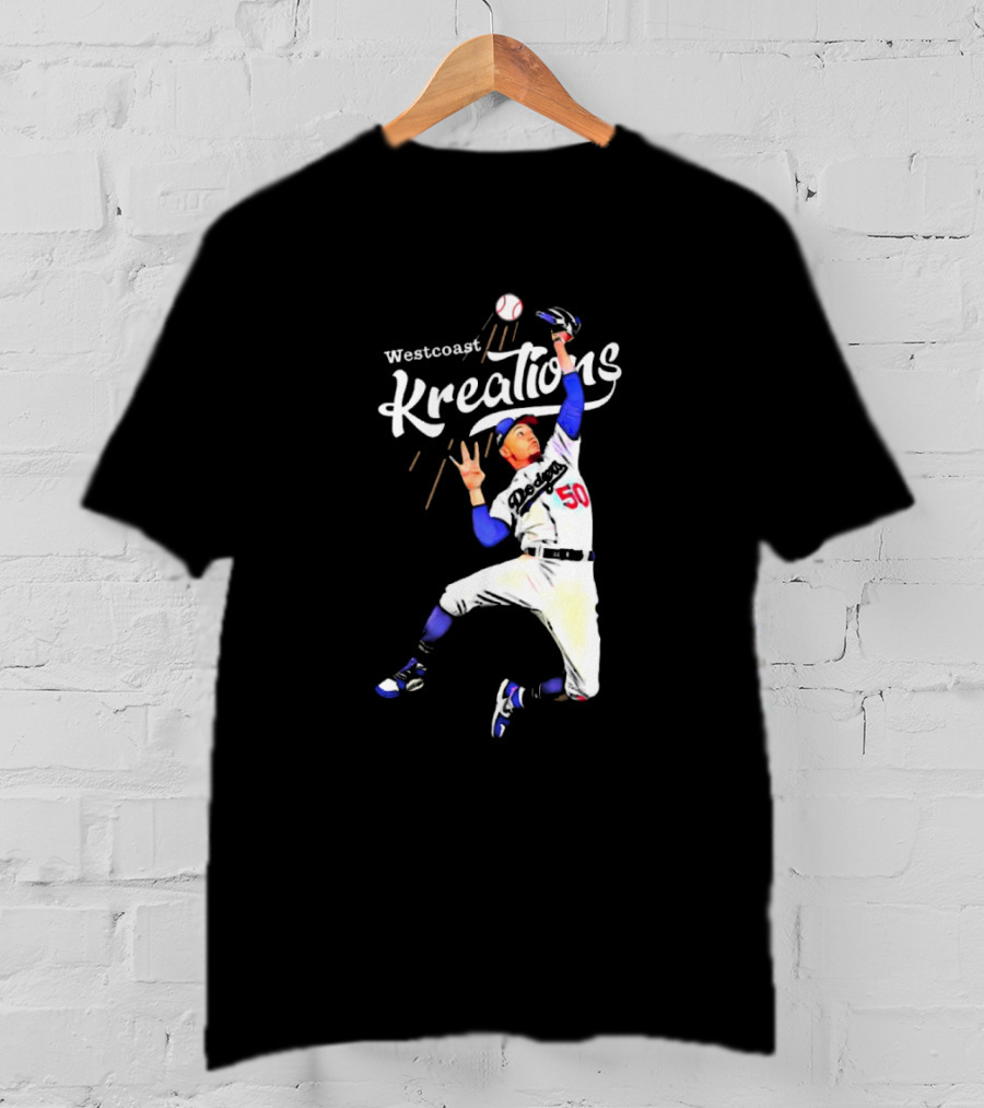 Mookie Betts Los Angeles Dodgers Westcoast Kreations Catching Action T-Shirt